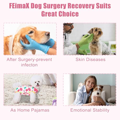 Image of FEimaX Dog Surgery Recovery Suit Female and Male Spay with Pee Hole, Pet Body Suits for Puppy After Spayed, Neuter Surgical Onesie for Small and Medium Dogs Cats, Alternative Bandages E-Collar & Cone