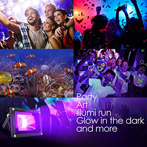 Degruand 10W LED Black Light,Blacklight Flood Light with Plug, IP65 Waterproof,Light Up 10x10FT Area,Wire1.5M/4.92FT, for Glow Party Halloween Bedroom Neon Glow Decor - Image 5