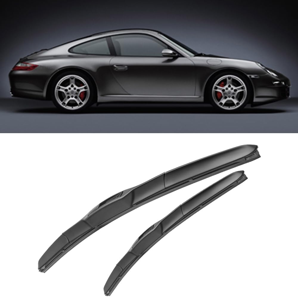 RESKIU Car Front Windshield Wiper Blade Set Replacement for Porsche 911 997 2004-2011, All Season Windscreen Wipers Quiet Easy Installation