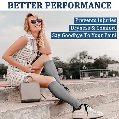 Image of FEYHAY Copper Compression Socks (3 Pairs) 15-20 mmHg Circulation is Best Athletic & Daily for Men & Women, Running, Climbing