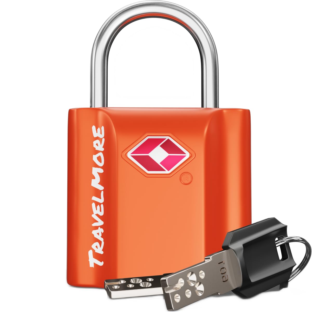Travelmore Orange Suitcase Padlock With Keys – Tsa Approved – Travel Lock For Luggage – 1-Pack,