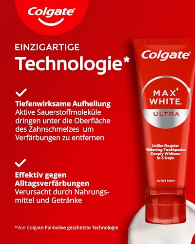 Colgate Zahnpasta Max White Ultra Active Foam 2x75ml - Weißere Zähne in 3 Tagen 2