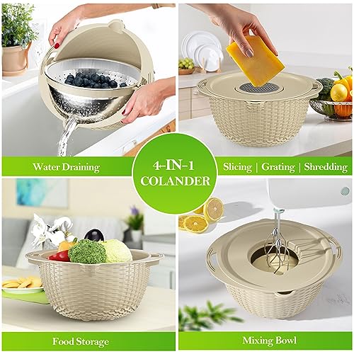 Seiher Set - Edelstahl Küchensiebe zum Kochen, Lebensmittelzubereitung, Waschen von Obst & Gemüse, Rostbeständiges Design