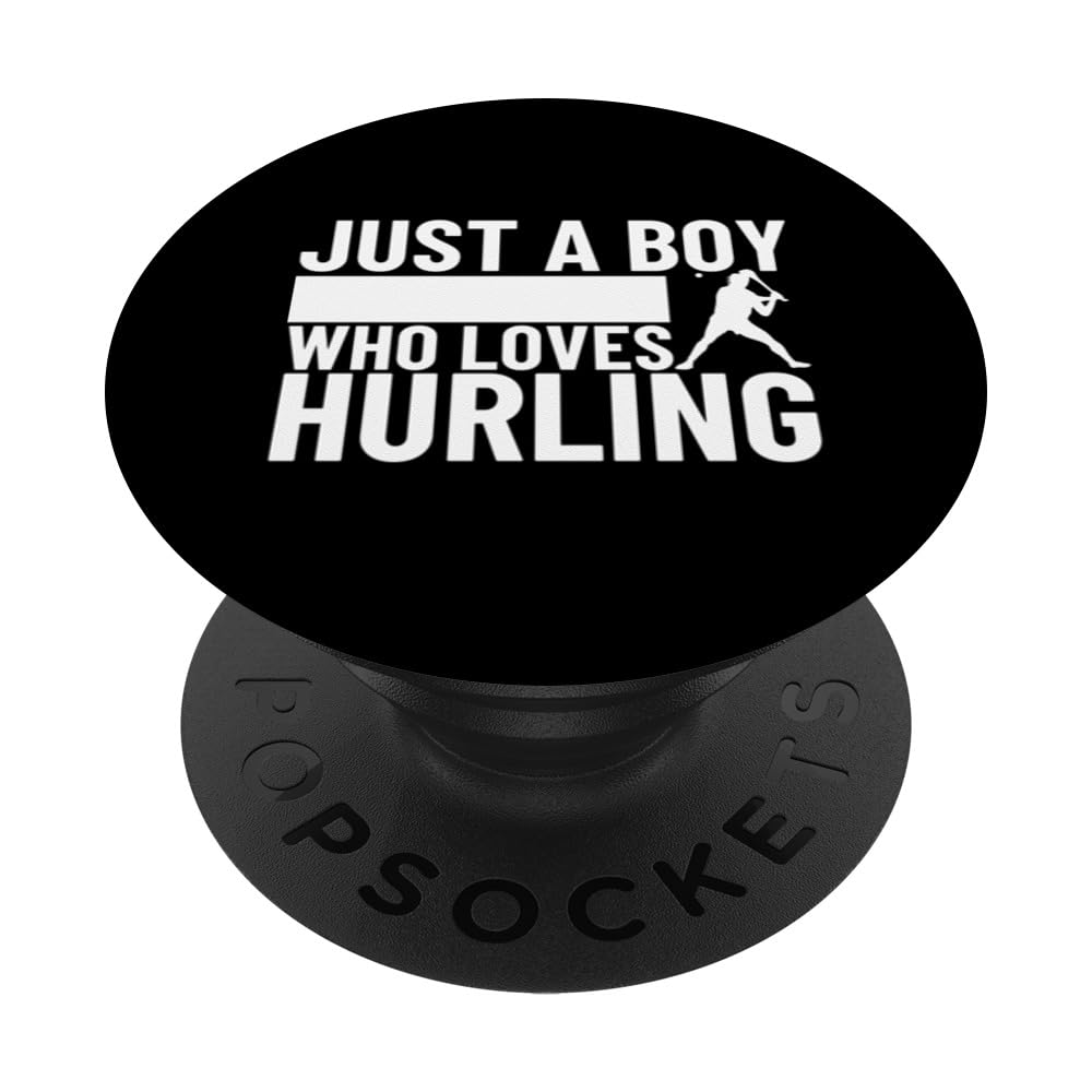 Hurling Player Just A Boy Who Loves Hurling PopSockets Swappable PopGrip, Black