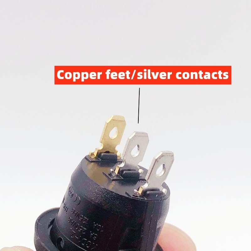 Mini interruttore a bilanciere di forma rotonda KCD1 ON/OFF 3 pin 6A 250VAC/10A 125VAC Apparecchiature elettriche con potenza di illuminazione 5 pezzi(Blue,LED DC 12V-24V)