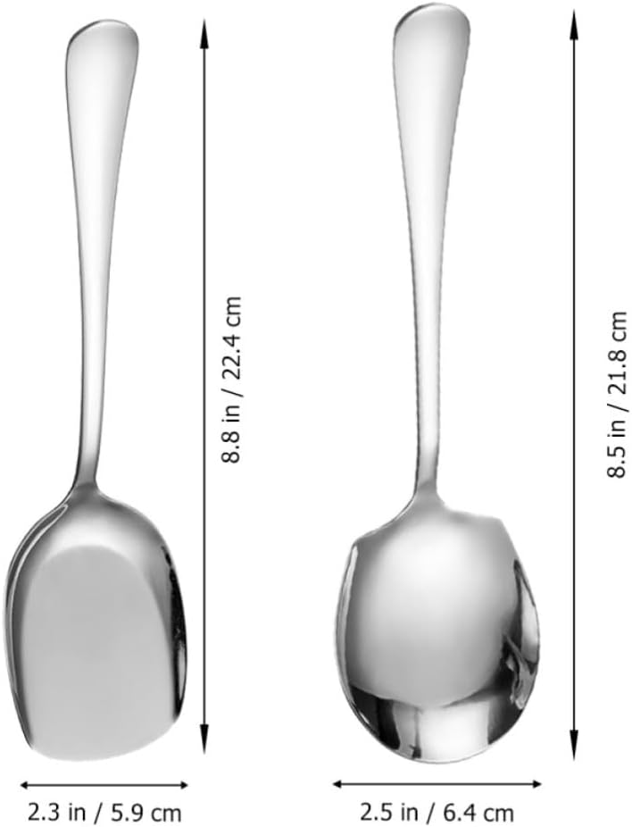 Stainless Steel Food Serving Spoon, Large Reusable Rice Spoon Set of 2