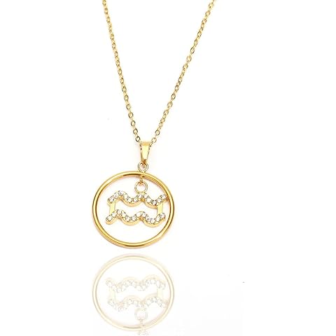 Zodiac Constellation Horoscope Pendant Necklaces Gold Plated Astrology Necklaces for Women Best Gift for birthday Jewelry New Year Mother’s day Christmas wedding