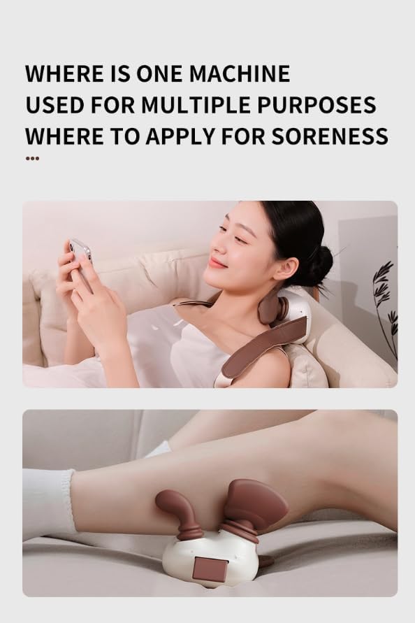 Type-C charging port on the neck and shoulder massager with charging cable connected