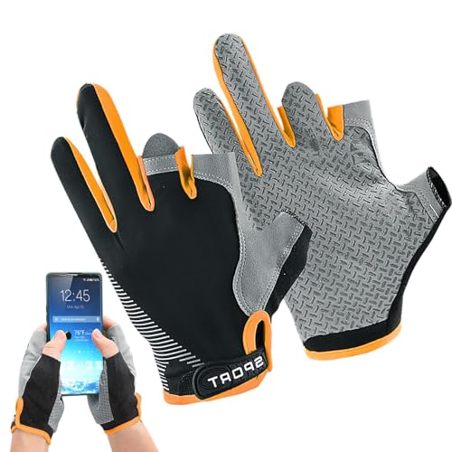 ETUCYNG Guantes de Pesca para Hombre,Guantes de Ciclismo de montaña - Guantes de Entrenamiento de Pesca Antideslizantes y Transpirables,Guantes de equitación con Pantalla táctil y protección UV