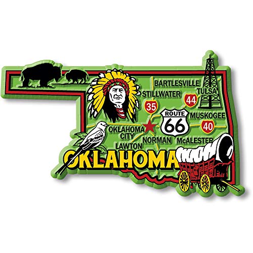 Imán decorativo de estado Oklahoma 4.2 x 2.5 pulg miniatura 1