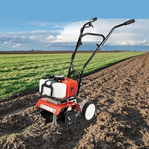 Fresa da giardino a due tempi, 52 CC a benzina monocilindrico, fresa a benzina, fresa a ruota fresa mini coltivatore per uso in fattorie giardini