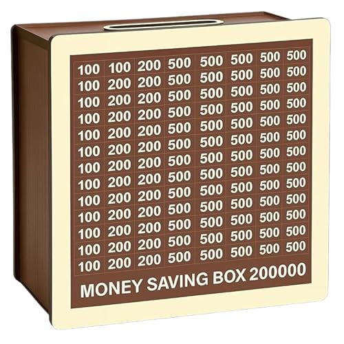 Image of Premium Wooden Money Bank with Lock - Vintage Coin Saving Box for All Ages - Ideal for Cash, Coins, Donations & Home Decor (2 LAKH Money Box, 1, Count)