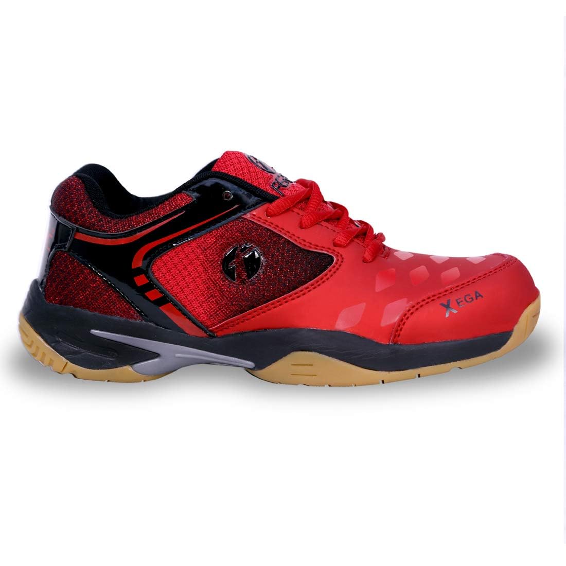 FEROC XEGA Badminton Shoes for Men Boys Unisex Kids (RED, 3) 1