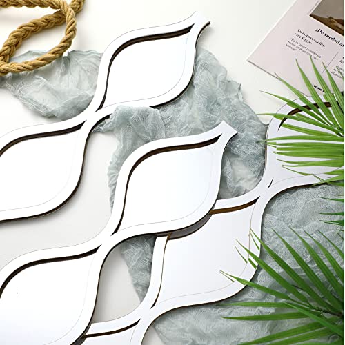 Yulejo 3 Pcs Acrylic Teardrop Mirror Wall Decor Decorative Mirror Narrow Wall Decor Boho Vintage Wall Decals Art For Apartment Home Living Room Bathroom Bedroom Hallway (Silver Edge) #TOP2