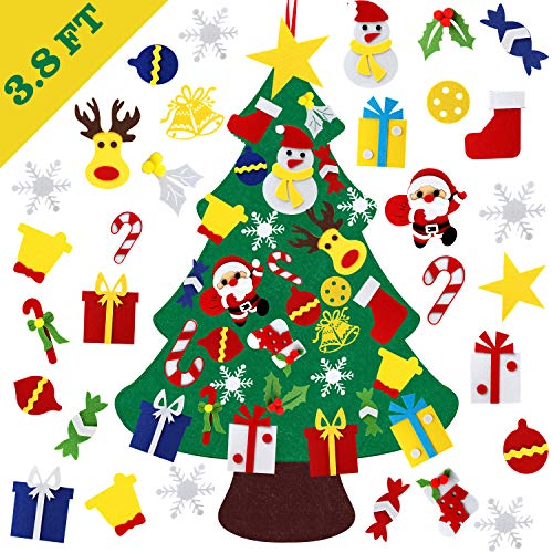 Tobeape DIY Felt Christmas Tree Set with Ornaments, 3.8ft Handmade Door Wall Hanging