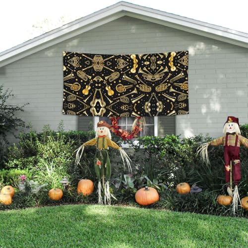MINDBBDFJ Musical Instruments Print Banners And Signs For Outdoor/Indoor,Personalized Banner Customizable Parties Halloween Banner (180x90cm)3