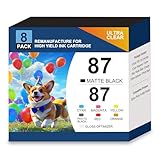 T087 Remanufactured Ink Cartridge Replacement for 87 Ink Cartridge Stylus Photo R1900 Printer Ink T087020 T087120 T087220 T087320 T087420 T087720 T087820 T087920 (8PK)