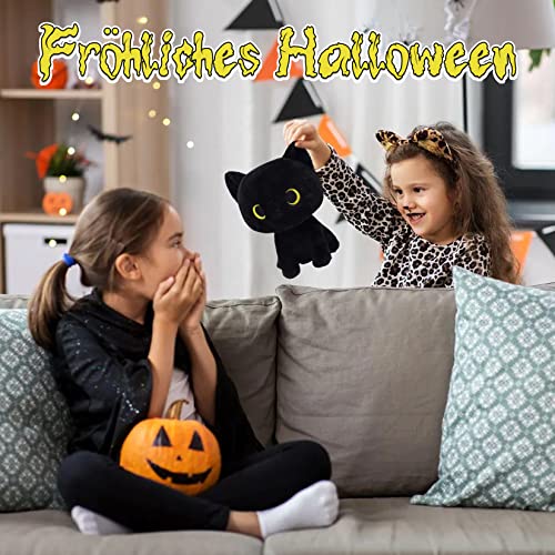 Yamepuia Schwarze Katze PlüSchtier,22CM Kawaii Katze Kuscheltier,Niedliche Cartoon Schwarze Katzen Kuscheltier Geschenke füR Kinder Jungen & MäDchen