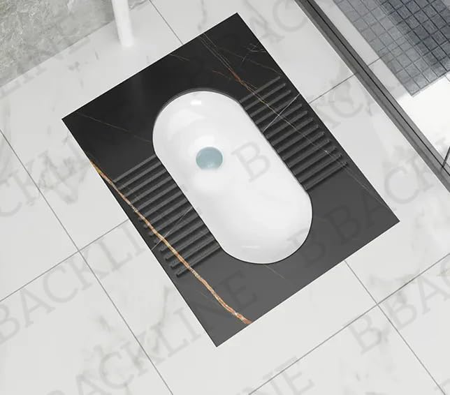 Image of B Backline Ceramic Indian Toilet 24 X 18 Inches | Orissa Pan | Squitting Pan For Bathroom (Black Matt)