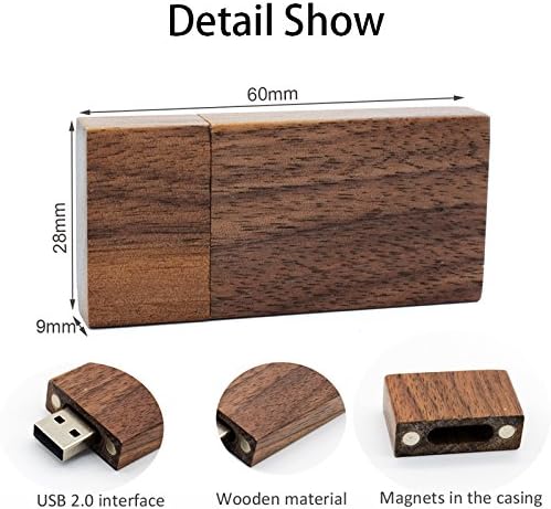 Miniatura 4 de LONMAX Regalos de cumpleaños de boda, unidad flash USB de madera, 16 GB, USB 2.0, unidad de lápiz de disco flash caja de nogal (6.693 x 6.693 x