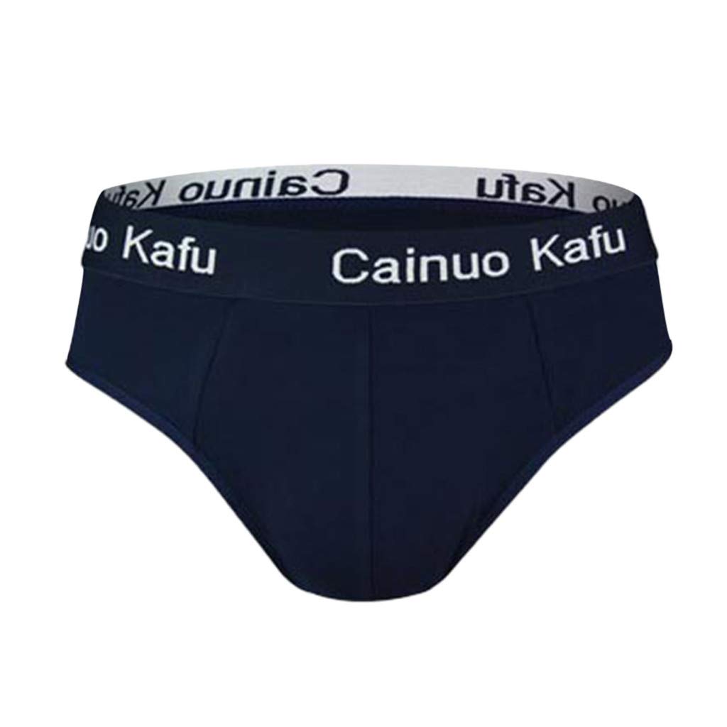 Boxer Briefs Mens GREFER Letter Printed Soft Solid Underwear Sexy Stretch Boxers G-Strings Thongs Dark Blue