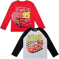 Disney Cars 2 Pack Long Sleeve T-Shirts Infant to Big Kid, Red/Grey Heather, 6 Years