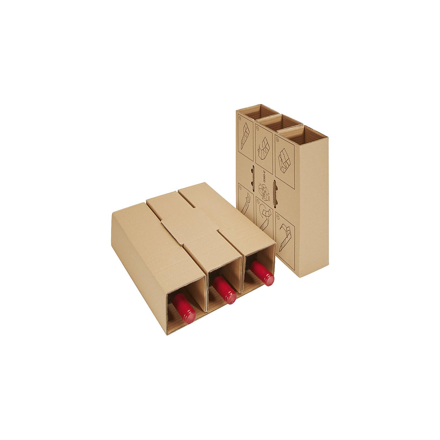 ratioform | Flaschenkarton Post/DHL | mit Kartoneinlage | VE 10 Stk | Innenmaße 305 x 210 x 383 mm | für 6 Flaschen