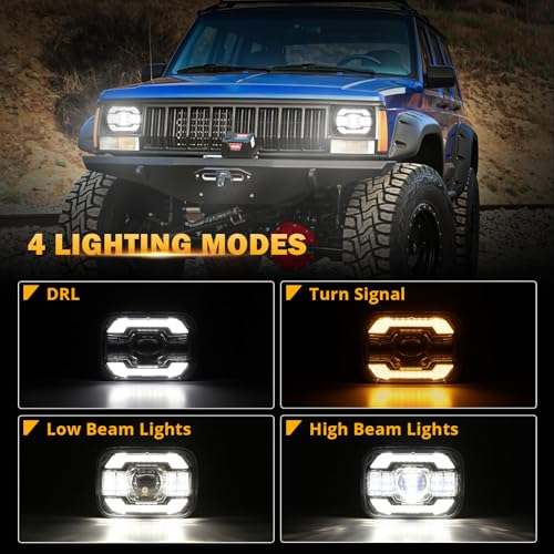 Auxbeam QP010572VES 12000Lm 600% Bright 5X7 In Headlights, 7X6 Led Headlights With Drl Turn Signal High Low Beam, Compatible With Jeep Cherokee Xj Wrangler Yj Ford Chevrolet thumb #1