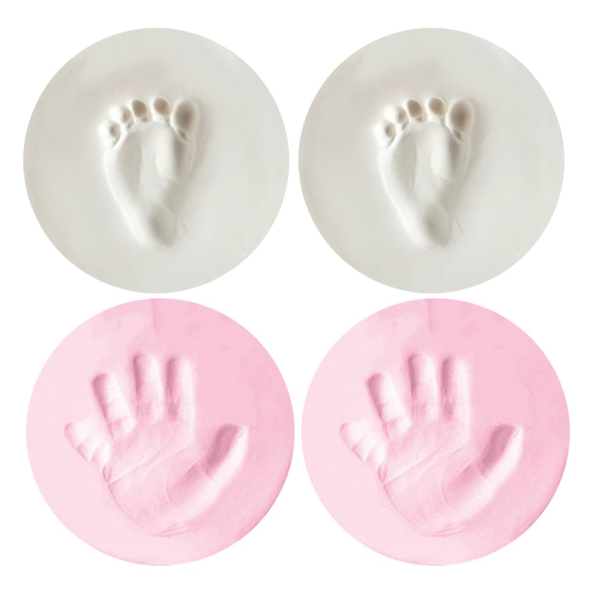 Toddmomy Kit de Huellas de Manos y Pies para Niño Recién Nacido, Barro Seguro y No Tóxico, 4 Piezas (2 en Color Claro y 2 en Color Rosa), Recuerdo para Cumpleaños y Decoración Infantil