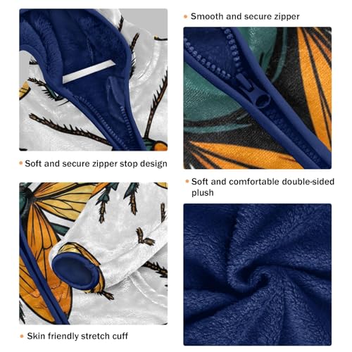 Bugs Pattern Print Design Toddler Fleece Jacket Girl Boys Hooded Fleece Jacket Coat Warm Outwear Zip-up 3-10T3