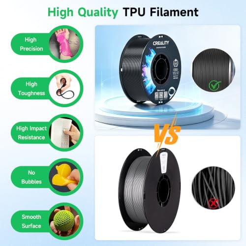 Image of Creality TPU Filament 1.75 2 kg, 95A 3D Printing Filament, High Hardness & Resilience, Soft Adhesive Material, Elastic, 1kg(2.2lbs) Flexible Filament 1.75mm, for 3D Printer