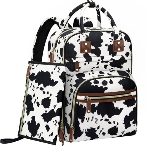 Image of Tenot Diaper Bag Backpack for Women with Changing Pad, Baby Bag with Insulated Pockets Multifunctional Diaper Bags For Baby Girl Boy Waterproof Baby Bags For Boys Girls Maternity Bag Cow Print