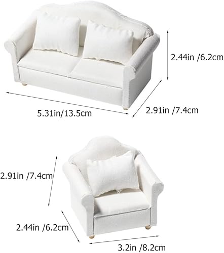 Miniatura 4 de jojofuny Juego de muebles de casa de muñecas, adorable sofá pequeño, cuernos de ciervo artificial, mini habitación, sofá, casa de muñecas, muebles