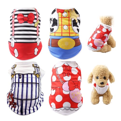 4 Stück Hunde-Shirts, für Kleine Hunde Sommer Basic T-Shirt, Welpenweste Sweatshirt Sommer Hunde T-Shirts Mode Strandkleidung für kleine Hunde und Katzen