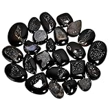 Natural Black Onyx Druzy Gemstone- 5pcs Healing Crystals for DIY Jewelry Making -Loose Natural Cabochon -Perfect for Crafting Unique Jewelry Designs Gift - 15-30 MM