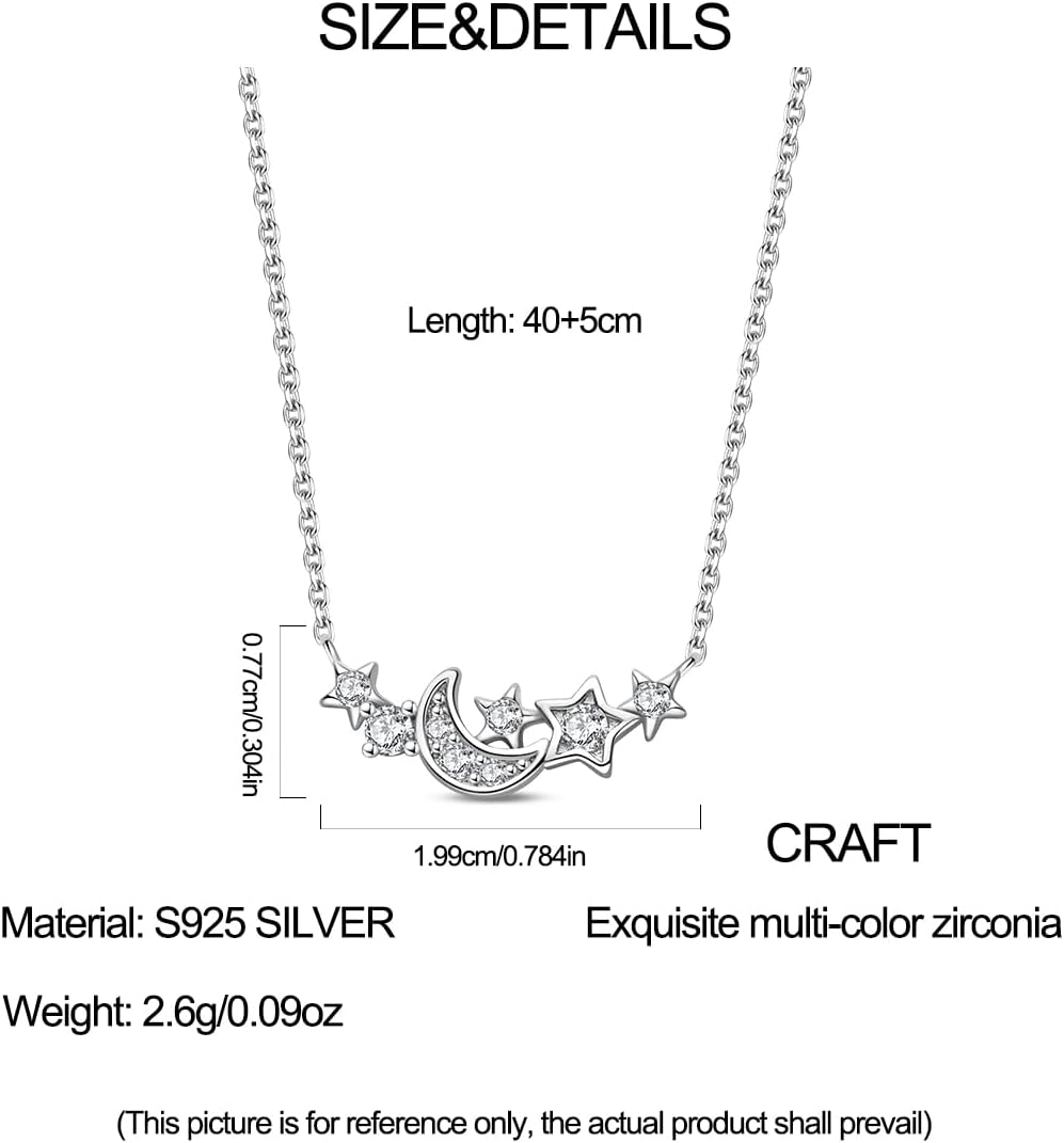 Sterling Silver White Gold Plated Cubic Zirconia Pendant Necklace for Women Silver Necklace Love Gift for Mom&Wife - Image 2