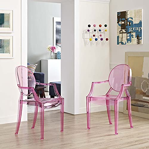 Modway Casper Modern Acrylic Stacking, Two Dining Armchairs, Pink #TOP1