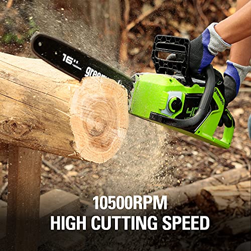 Image of Greenworks 40V 16 inch Brushless Cordless Chainsaw (Gen 2) (Great For Tree Felling, Limbing, Pruning, and Firewood / 75+ Compatible Tools), Tool Only