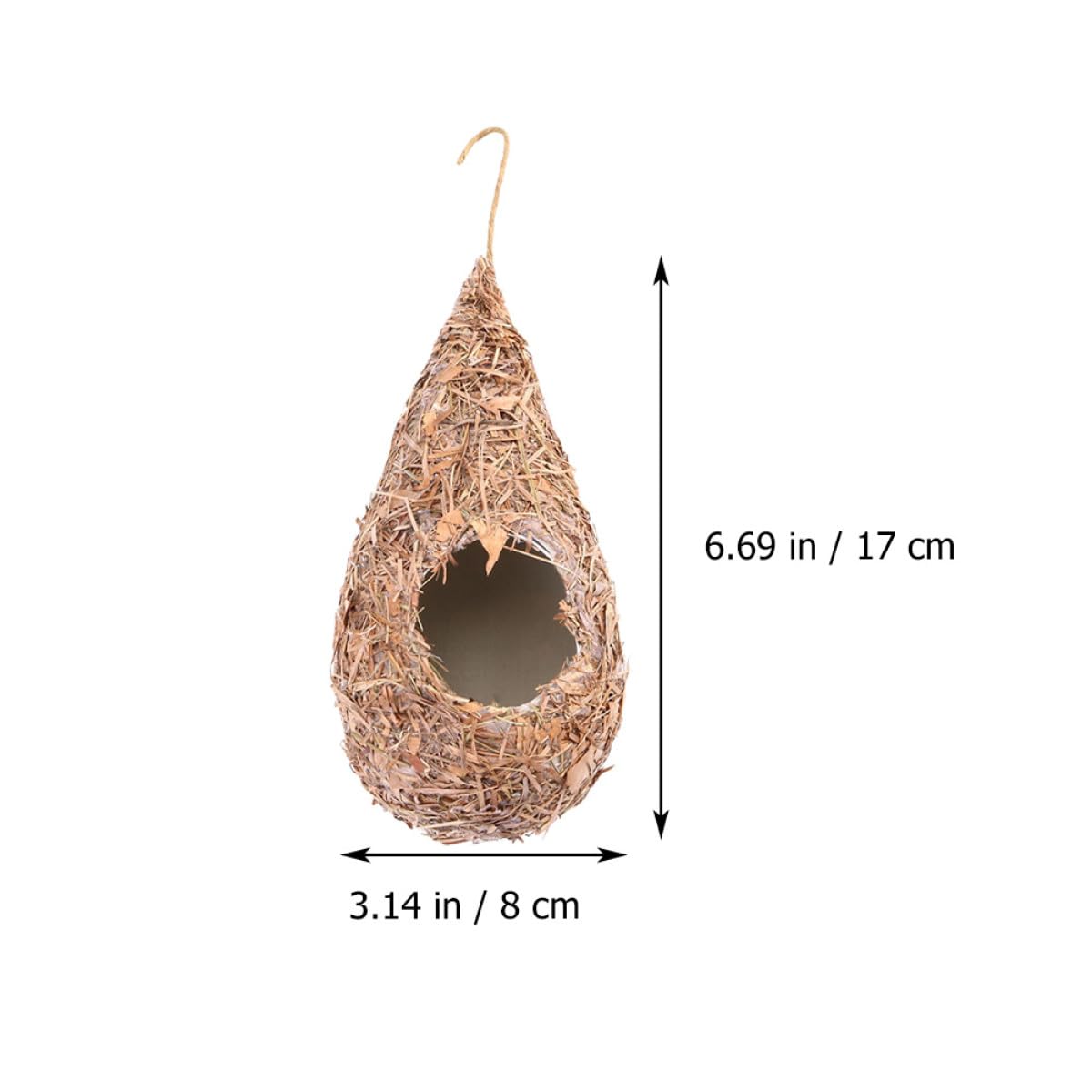 Casa Colgante para Pájaros Artificial de Paja 3 Piezas | Forma de Gota, para Exterior E Interior, Mezcla Paja-plástico, Refugio Decorativo Tejido a Mano