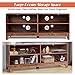 Tangkula Farmhouse Wood Universal TV Stand for TVs up to 65-Inch Flat Screen, Home Living Room Storage Console Entertainment Center with 4 Open Storage Shelves, TV Console Table (Coffee)