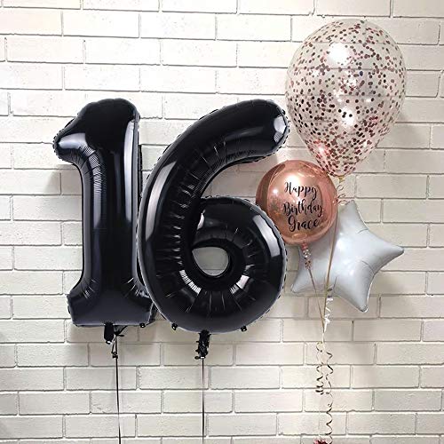 Image of TONIFUL 40 Inch Black Number 40 Balloon Large Foil 40th Birthday Decoration | Black 40 Balloon Number Forty for Milestone Forty Birthday Party 40th Anniversary, Black Birthday Decor for Men Women