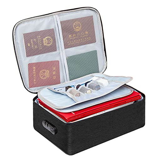 RTT Important Document Organizer - Sturdy And Spacious Bag for Documents with Lock - Shockproof and Waterproof Document Storage Organizer for Certificate, Diploma, Passport, Laptop, Cards - Black RTT Important Document Organizer - Sturdy And Spacious Bag for Documents with Lock - Shockproof and Waterproof Document Storage Organizer for Certificate, Diploma, Passport, Laptop, Cards - Black