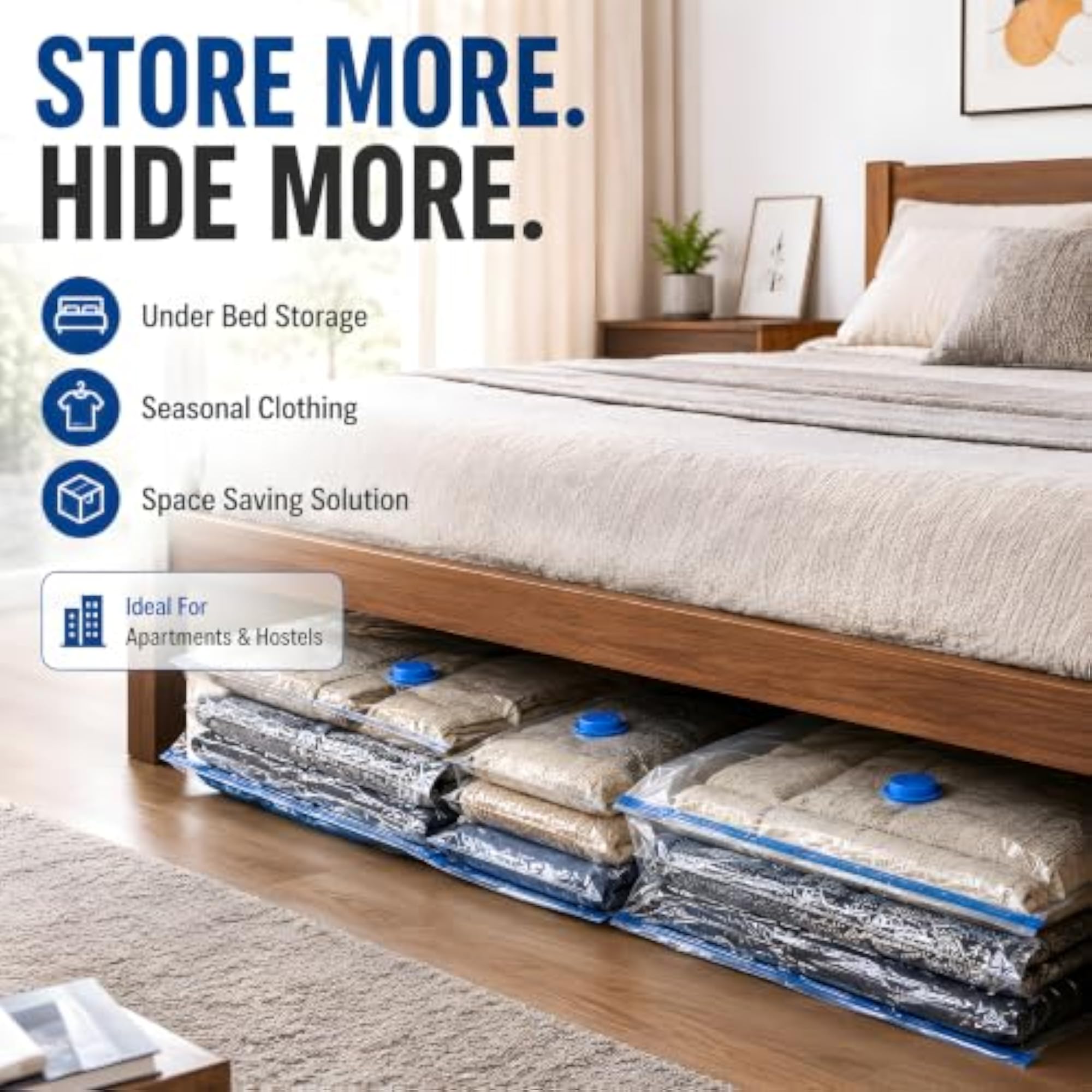 Vacuum Bags for Clothes with Hand Pump, 5 Pack