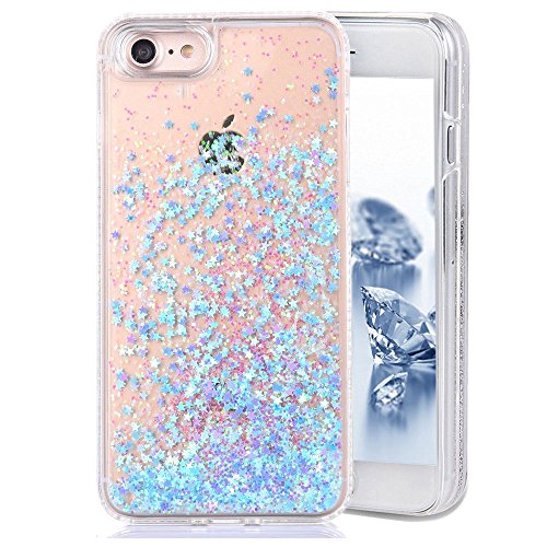 iPhone 7 / iPhone 8 Case with Floating Liquid - SUPVIN Liquid Phone Case for Girls, Fashion Flowing Liquid Floating Luxury Bling Glitter Sparkle Diamond Hard Clear Case for Apple iPhone 7 / iPhone 8