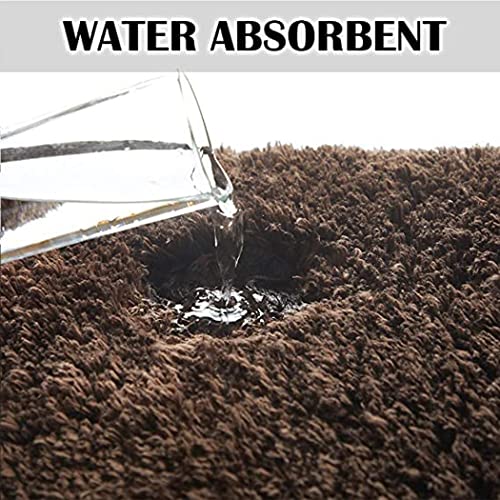 Image of Purav Light 2200 GSM Soft Fluffy Runner Mats (1.33 x 2 ft, Coffee)| Durable & Washable Bedside Runner for Bedroom, Mat for Bathroom, Living Room Floor Home Decoration with Anti Skid Backing