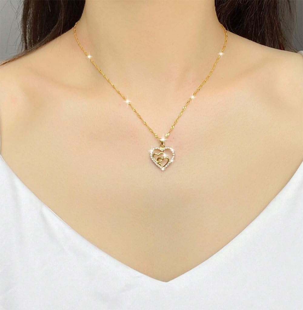 LIYAPEI 18K Gold Plated Heart Pendant Necklace for Women with Stainless Steel Chain Jewelry Gift for Her, Mom, Girlfriend - Image 6