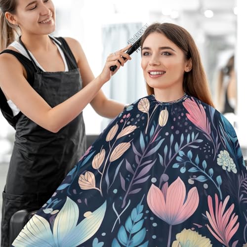 Capa de corte de cabello profesional impermeable con patrón floral y cierre ajustable de broche para estilismo y peluquería miniatura 7