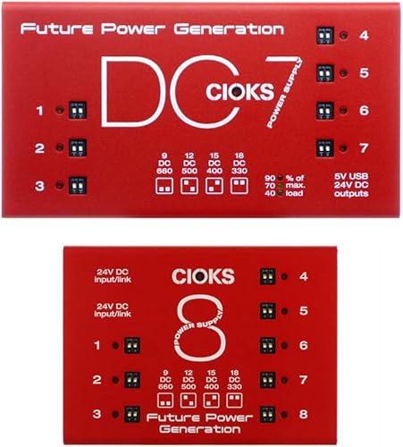 CIOKS SB15 Super Power Bundle (DC7+C8E) Fuente de alimentación de pedal, rojo (Gear Hero Exclusive)