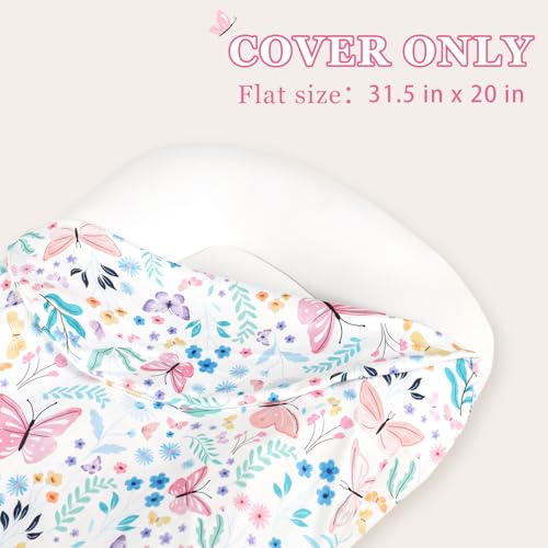 Image of Baby Lounger Cover Grils Boys, Soft and Comfortable Newborn Lounger Cover, Breathable and Stretchy Infant Nest Slipcover, Compatible with Snuggle Me Newborn Lounger, Cover Only (Butterfly)