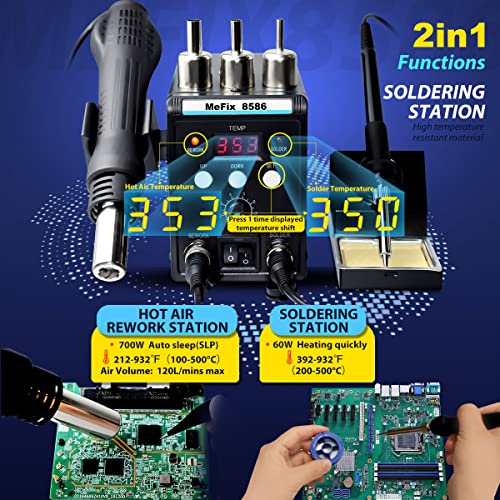 Mefix 8586 Soldering Station 2 In 1 Functions Electric Iron Smd Hot Air Rework Station thumb #1